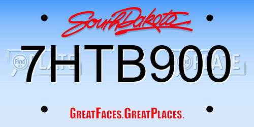 7HTB900 South Dakota License Plate