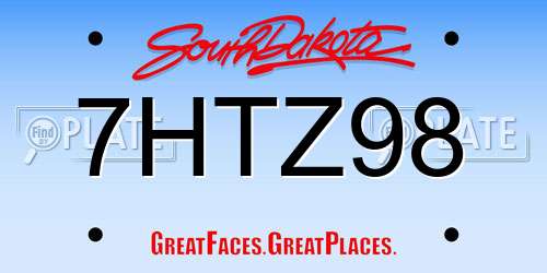 7HTZ98 South Dakota License Plate