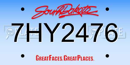 7HY2476 South Dakota License Plate