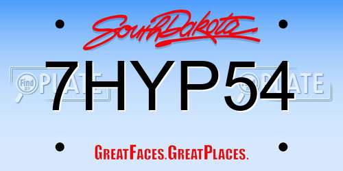 7HYP54 South Dakota License Plate