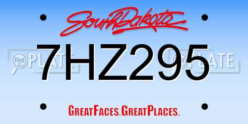 7HZ295 South Dakota License Plate