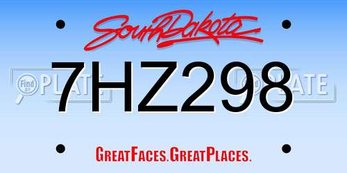 7HZ298 South Dakota License Plate