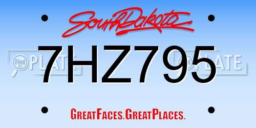 7HZ795 South Dakota License Plate