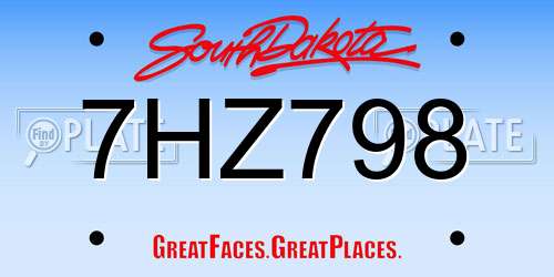 7HZ798 South Dakota License Plate