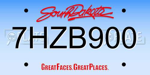 7HZB900 South Dakota License Plate