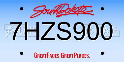 7HZS900 South Dakota License Plate