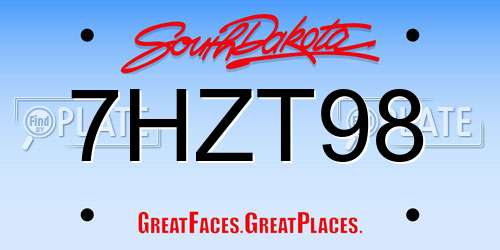 7HZT98 South Dakota License Plate
