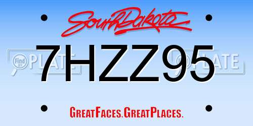 7HZZ95 South Dakota License Plate