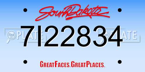 7I22834 South Dakota License Plate