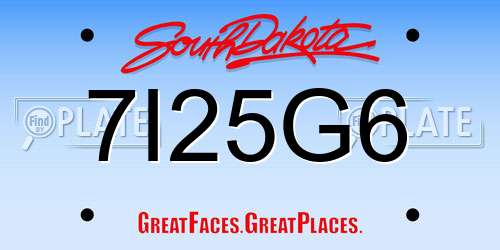 7I25G6 South Dakota License Plate