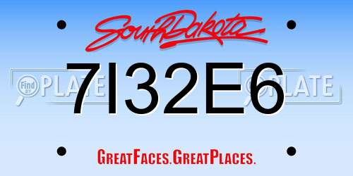 7I32E6 South Dakota License Plate