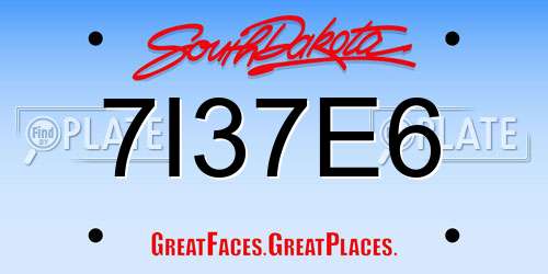 7I37E6 South Dakota License Plate