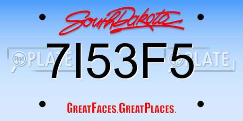 7I53F5 South Dakota License Plate