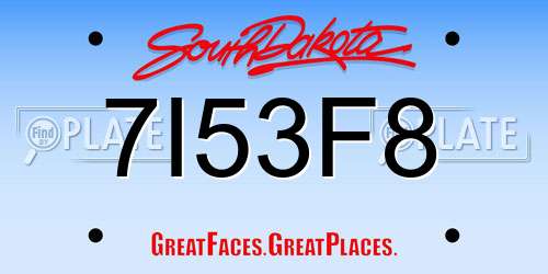 7I53F8 South Dakota License Plate