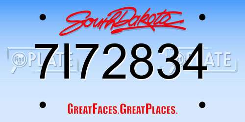 7I72834 South Dakota License Plate