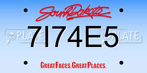 7I74E5 South Dakota License Plate