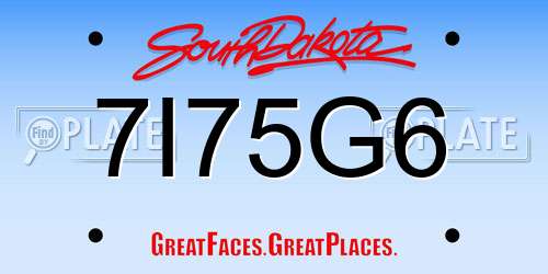 7I75G6 South Dakota License Plate