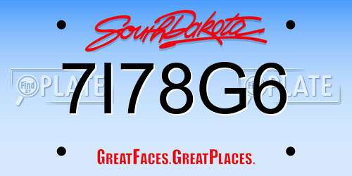 7I78G6 South Dakota License Plate