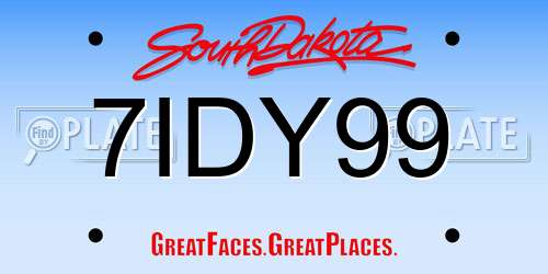 7IDY99 South Dakota License Plate