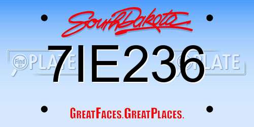 7IE236 South Dakota License Plate