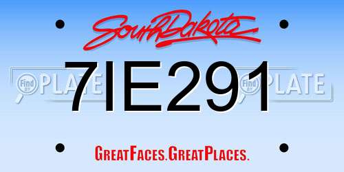 7IE291 South Dakota License Plate