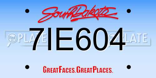 7IE604 South Dakota License Plate