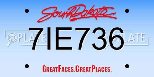 7IE736 South Dakota License Plate