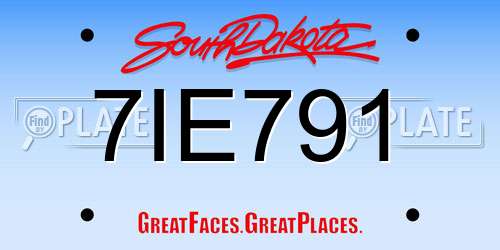 7IE791 South Dakota License Plate