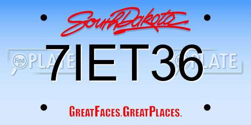 7IET36 South Dakota License Plate