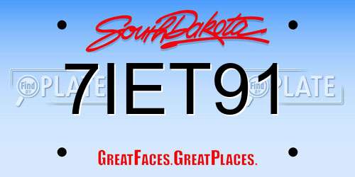 7IET91 South Dakota License Plate