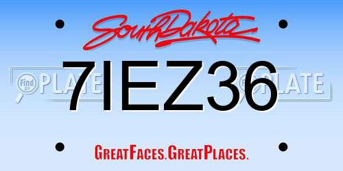 7IEZ36 South Dakota License Plate
