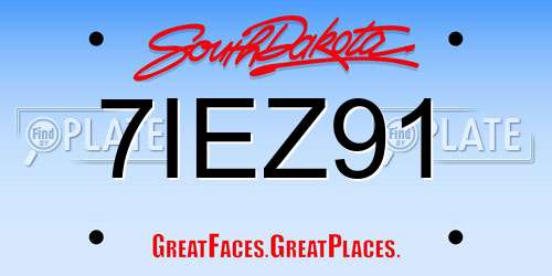 7IEZ91 South Dakota License Plate