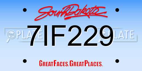 7IF229 South Dakota License Plate