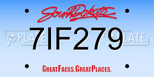 7IF279 South Dakota License Plate