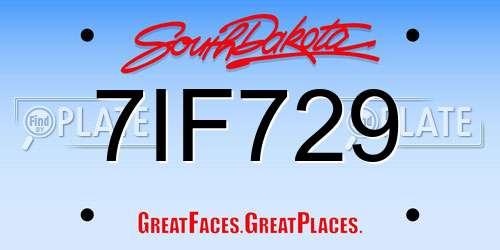 7IF729 South Dakota License Plate