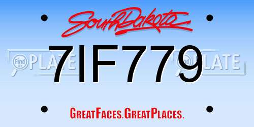 7IF779 South Dakota License Plate