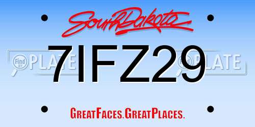 7IFZ29 South Dakota License Plate