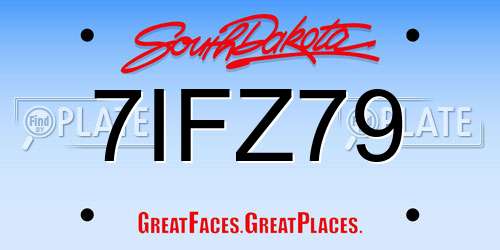 7IFZ79 South Dakota License Plate