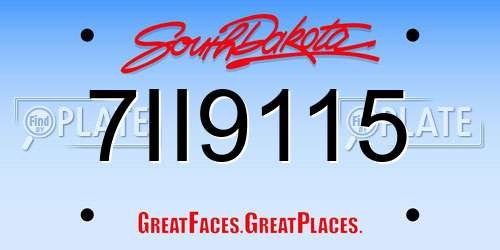 7II9115 South Dakota License Plate