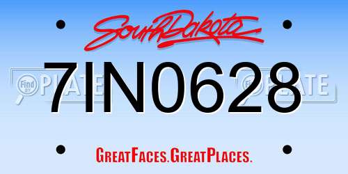 7IN0628 South Dakota License Plate