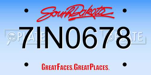7IN0678 South Dakota License Plate