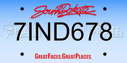 7IND678 South Dakota License Plate