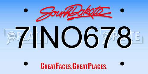 7INO678 South Dakota License Plate