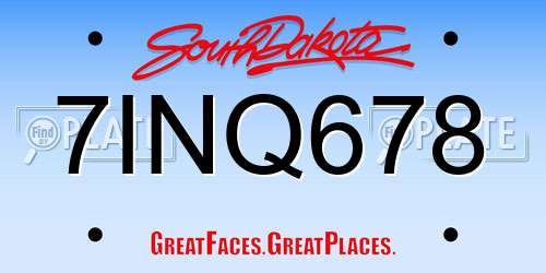 7INQ678 South Dakota License Plate