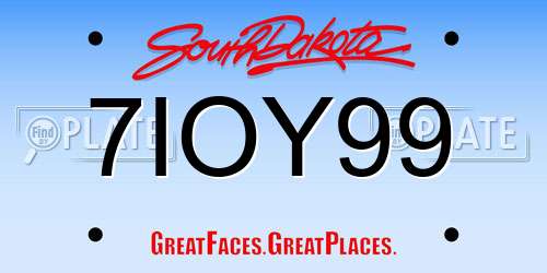 7IOY99 South Dakota License Plate