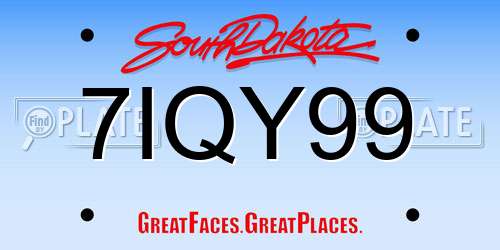7IQY99 South Dakota License Plate