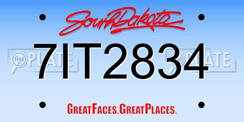 7IT2834 South Dakota License Plate