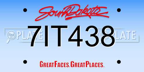 7IT438 South Dakota License Plate