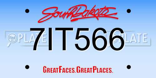 7IT566 South Dakota License Plate