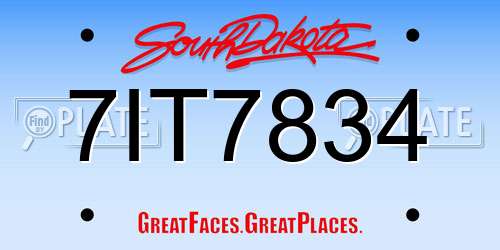 7IT7834 South Dakota License Plate